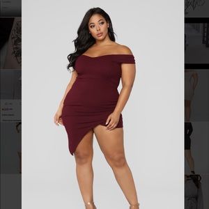 Off the shoulder plum dress